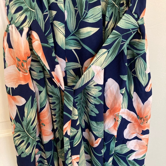 PatPat Tropical Floral Midi Dress - Navy and Peach - Picture 5 of 7